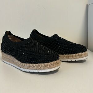 Adrienne Vittadini Nicola Slip-on Espadrille in black crystals size 7.5